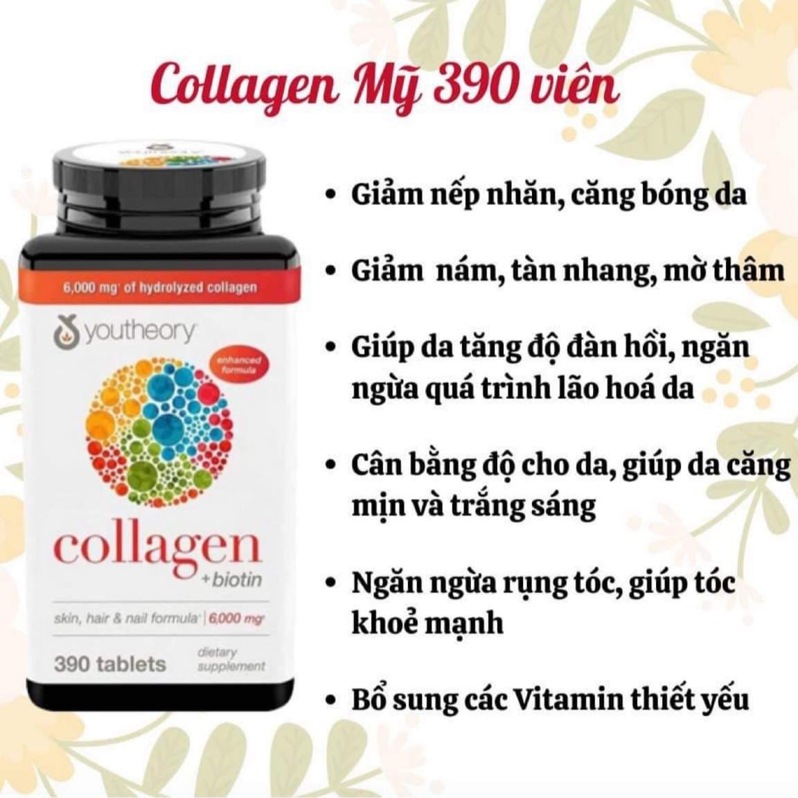 Viên Uống Collagen Youtheory 390 Viên Của Mỹ