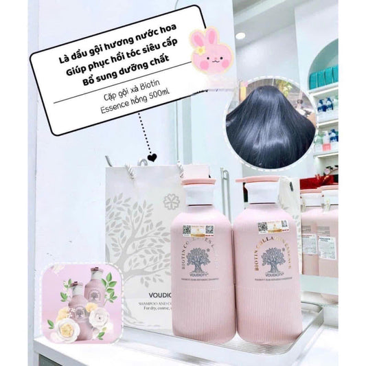 Sét Dầu Gội Xả X3 Lần Biotin Collagen Essence Pink hương nước hoa chanel #Màu Hồng 500ml*2