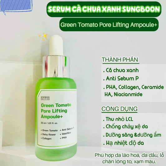 Serum Cà Chua Xanh Se Lỗ Chân Lông Sungboon Editor Green Tomato Pore Lifting Ampoule 30ml