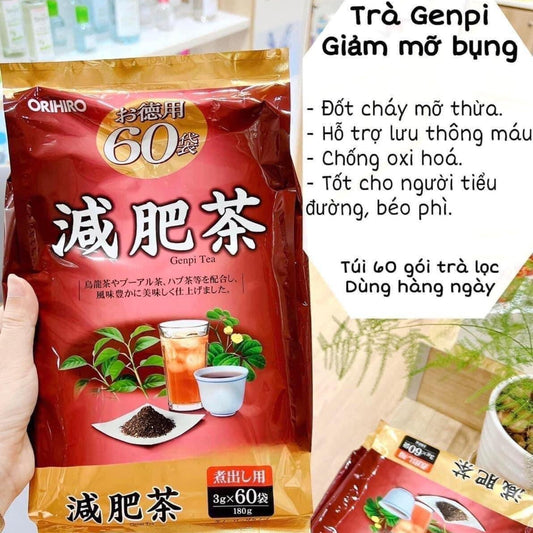Trà Genpi Tea Orihiro Nhật Bản Giảm Mỡ Bụng 60 Túi Lọc