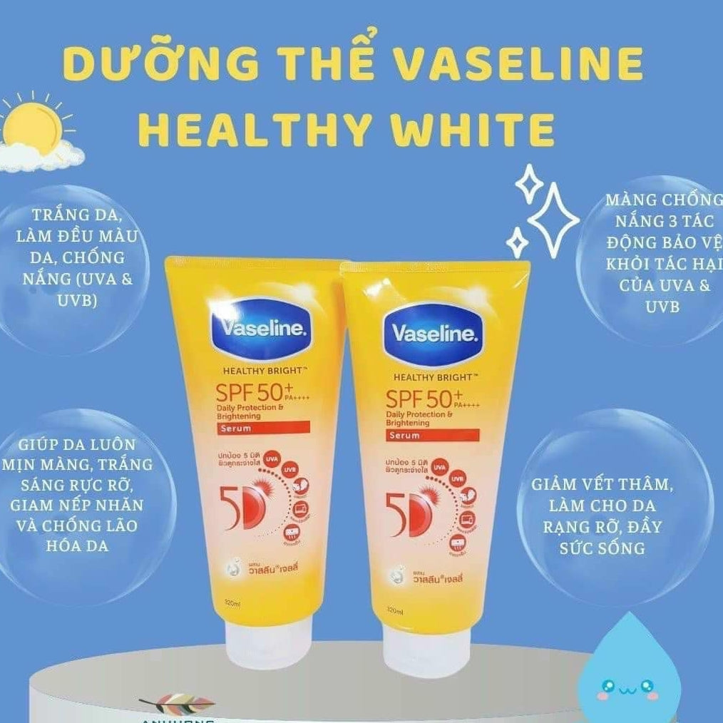 Sữa dưỡng thể Vaseline Healthy Bright SPF 50+ daily protection Brightening serum #320ml