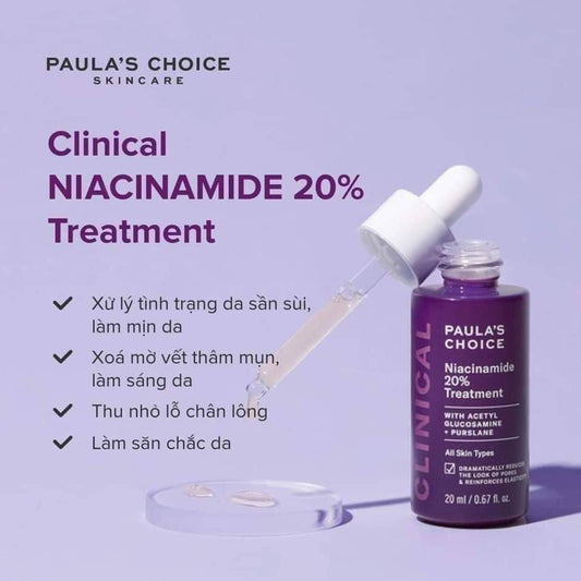 Serum Paula Choice Niacinamide 20% Treatment 20ml Se Khít Lỗ Chân Lông, Giảm Bã Nhờn, Mờ Thâm Mụn
